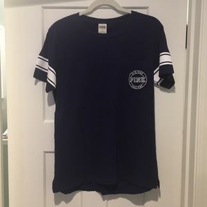 VS Pink Navy Blue Ringer T-shirt